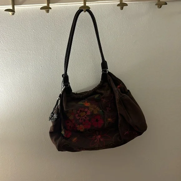 Brighton Brown Weaved Floral Shoulder Bag - Picture 1 of 5